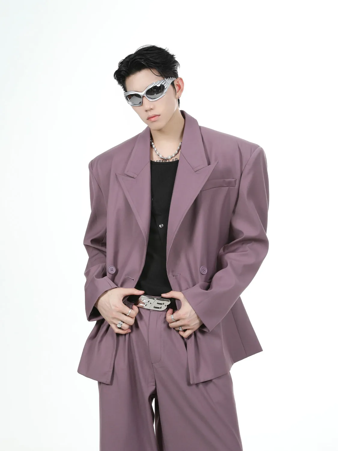 【24s Oct.】Loose Fit Purple Blazer Set