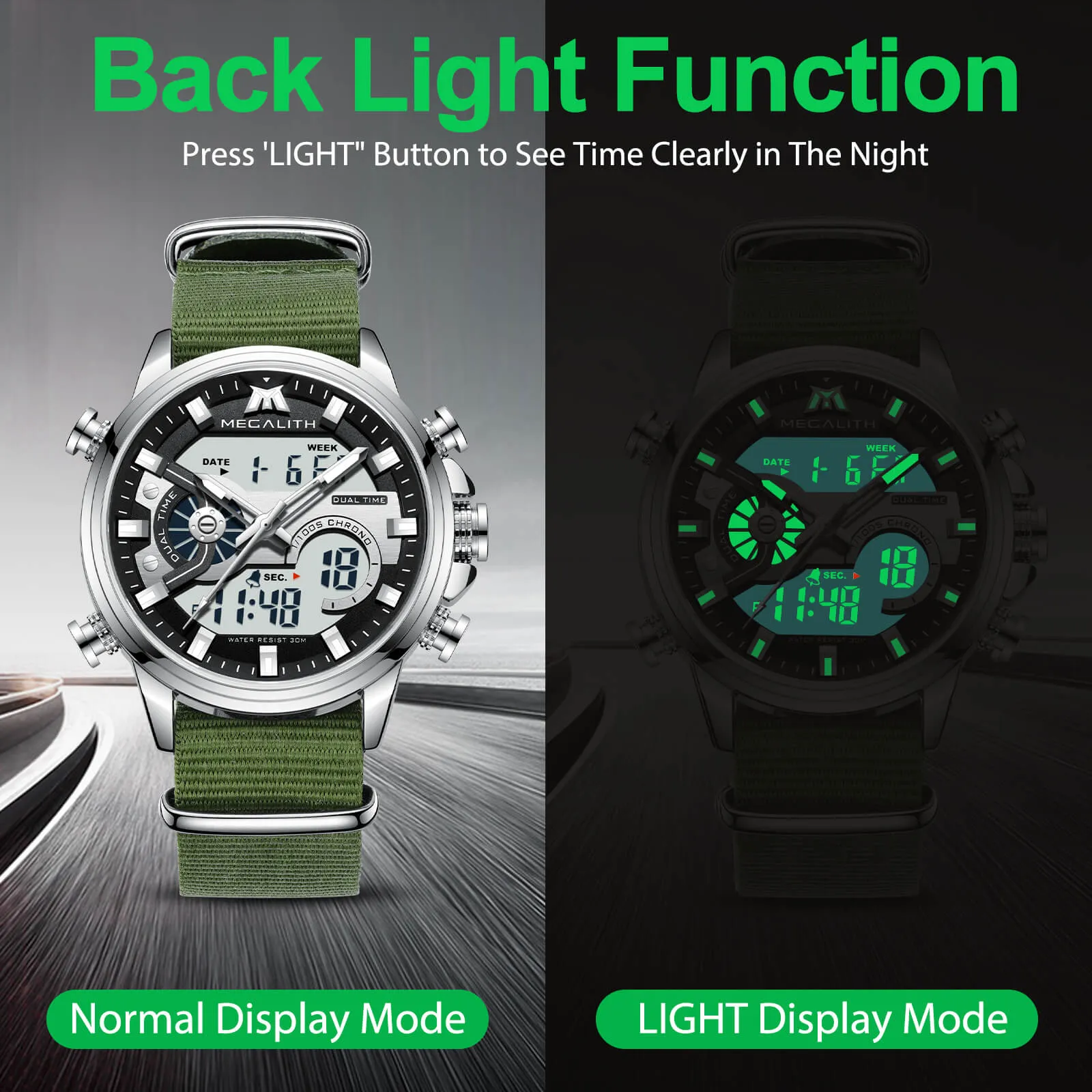 Analog Digital Watch | Nylon Band | 8276M