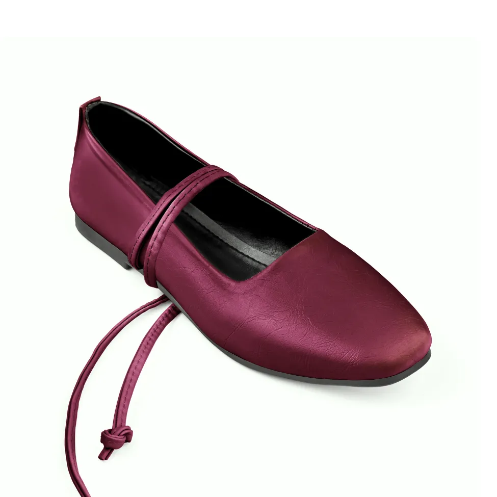 BAILATIRA SCRUNCHED BURGUNDY FLATS