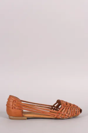 Bamboo Strappy Woven Slip On Flat