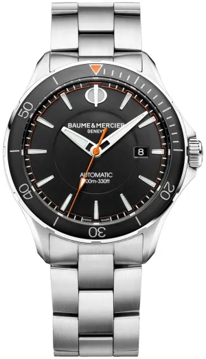 Baume & Mercier Clifton Club Automatic Steel Black Dial Date Mens Watch M0A10340