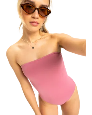 Beach Classics Bandeau One Piece Swimsuit in Heather Rose