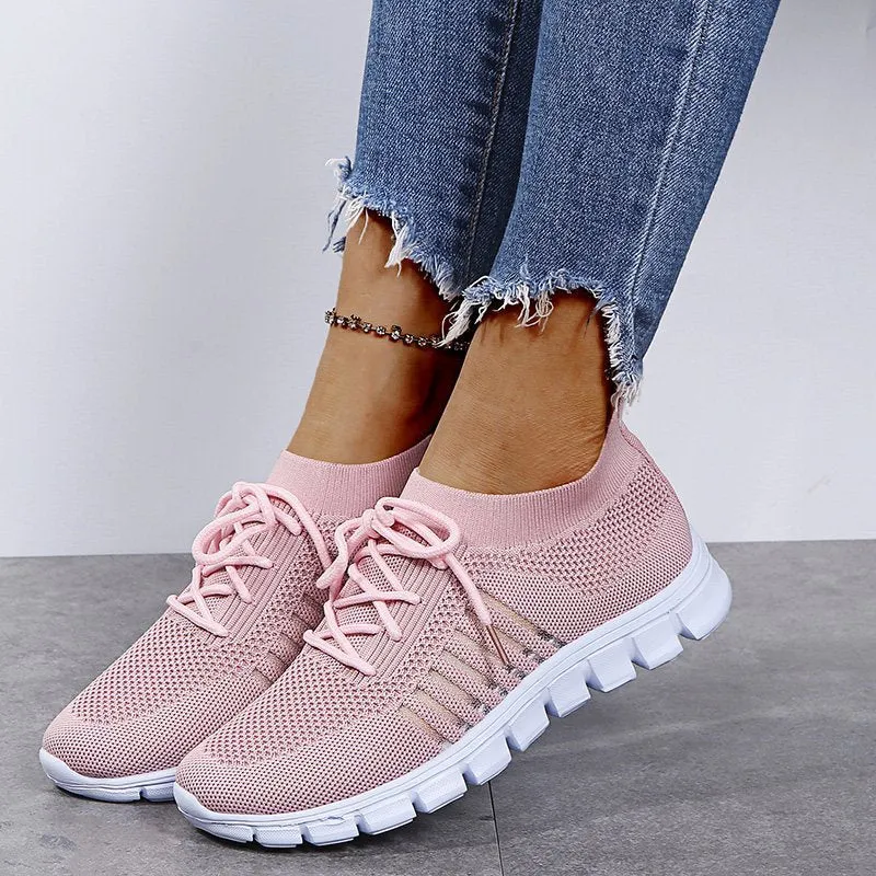 Breathable Mesh Lace Up Sneakers