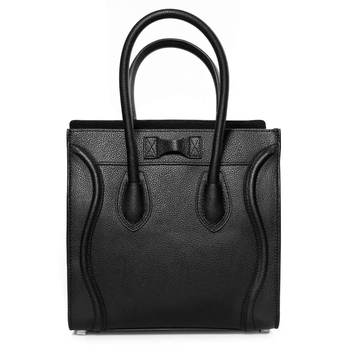 Celine Micro Luggage Tote Bag | Black Drummed Calfskin with Silver Hardware