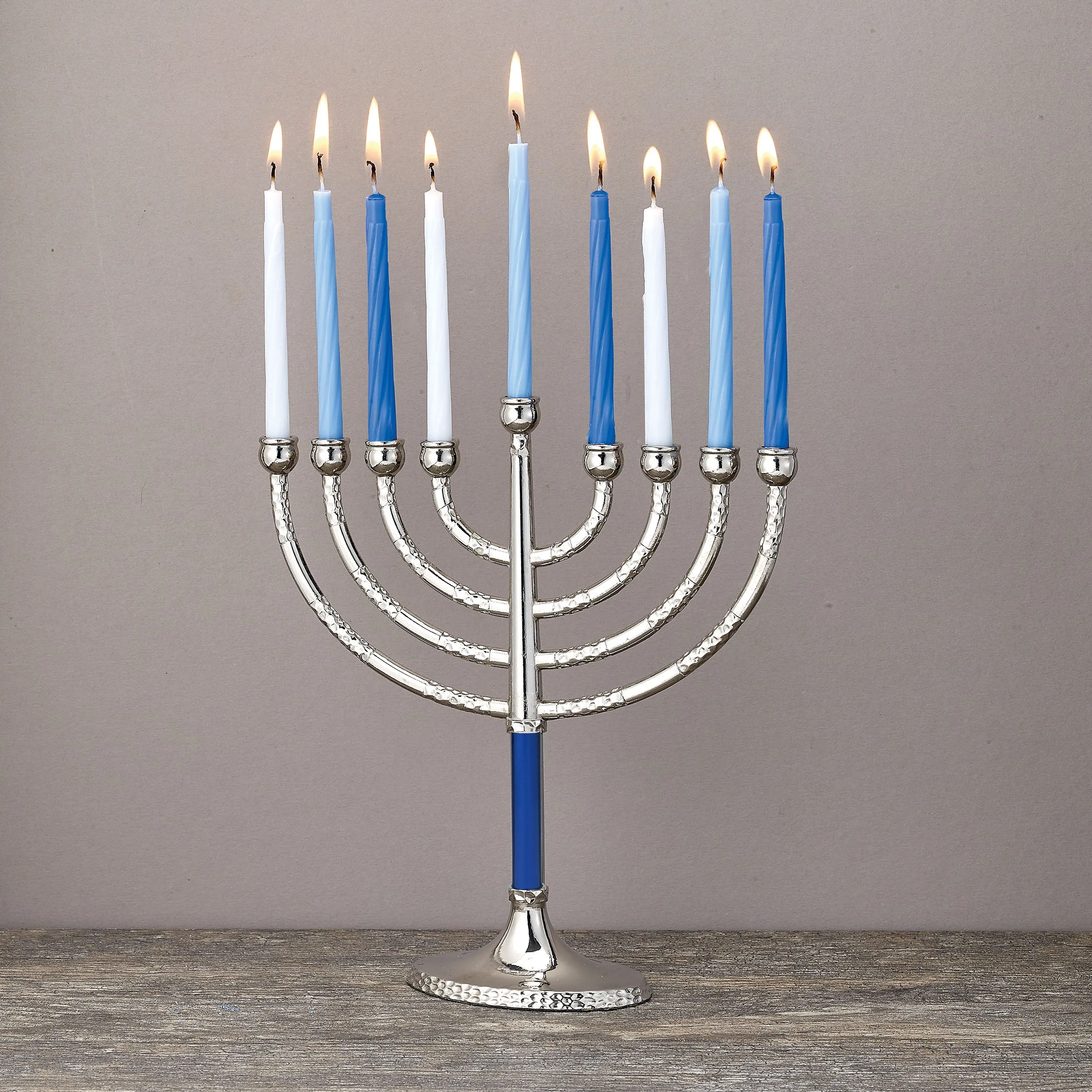 Classic Menorah Blue Accents