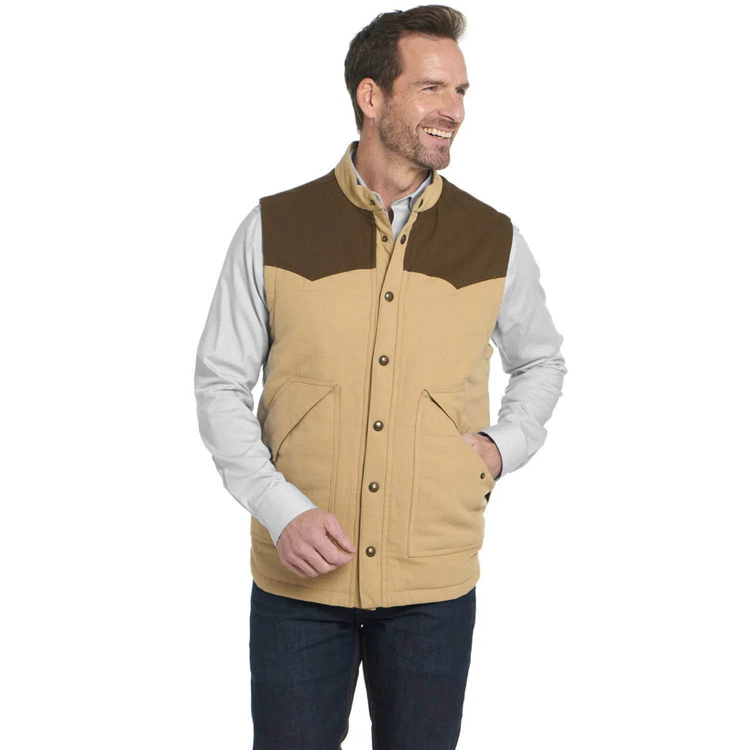 Cripple Creek Mens Quilted Two-Toned Winter Wheat 100% Cotton Cotton Vest