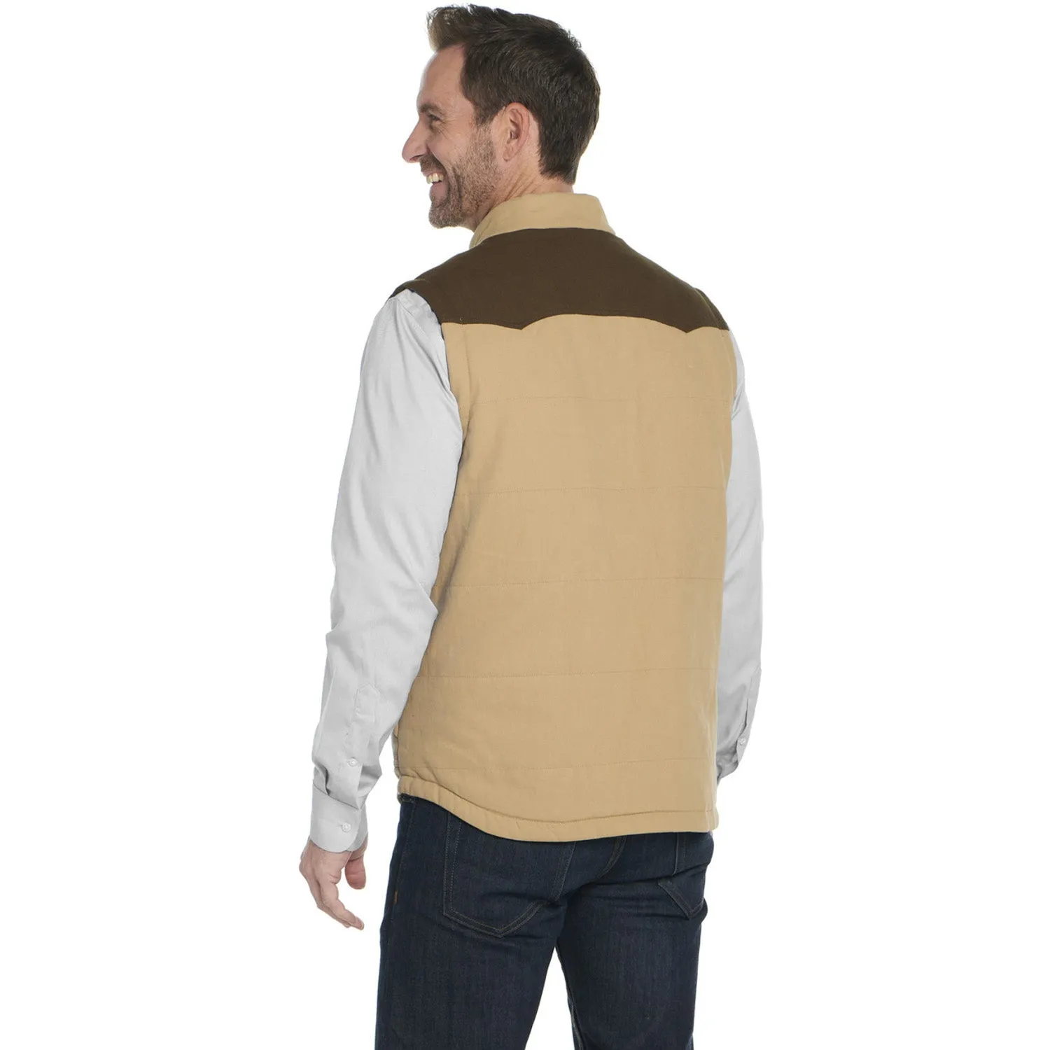 Cripple Creek Mens Quilted Two-Toned Winter Wheat 100% Cotton Cotton Vest