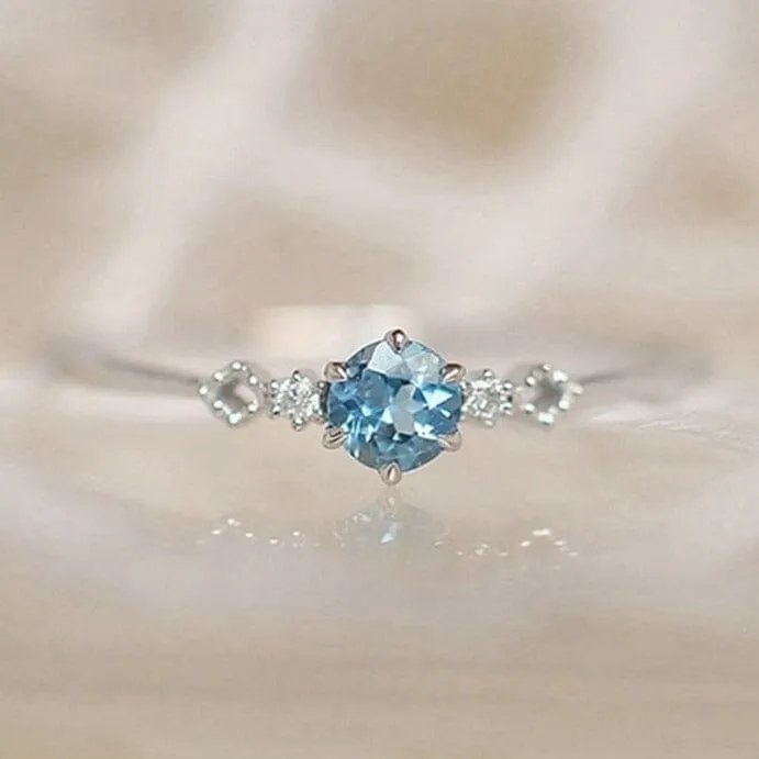 Cute Feminine Natural Aquamarine Ring