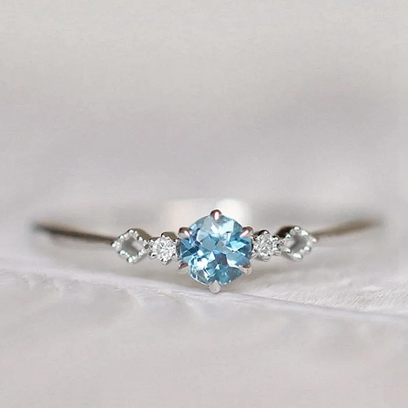 Cute Feminine Natural Aquamarine Ring