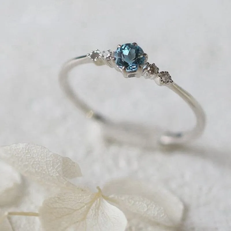 Cute Feminine Natural Aquamarine Ring