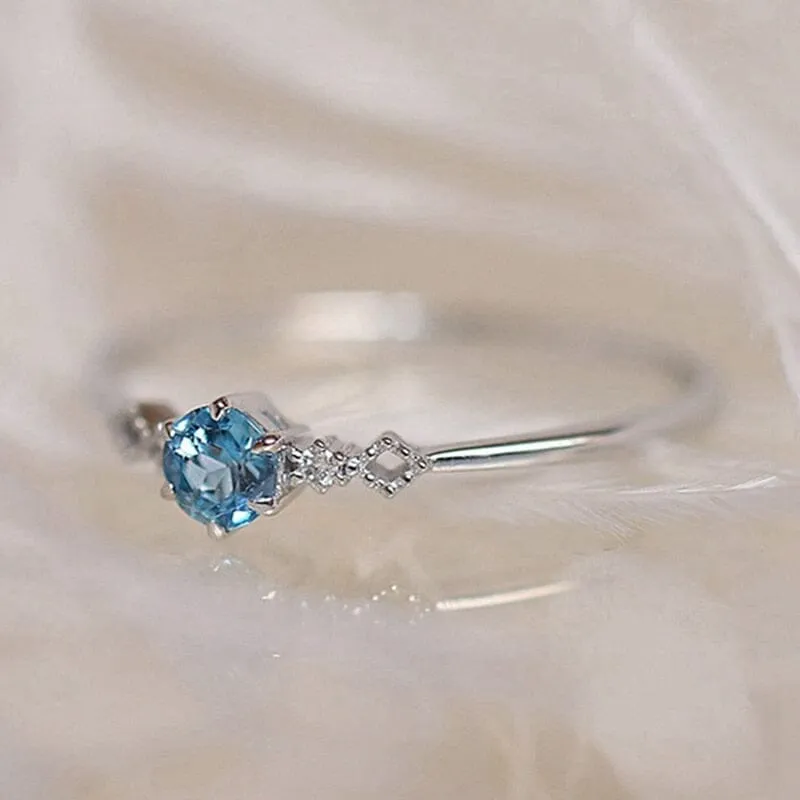 Cute Feminine Natural Aquamarine Ring