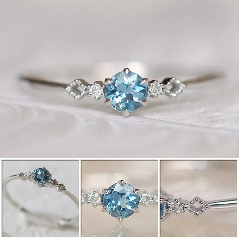 Cute Feminine Natural Aquamarine Ring