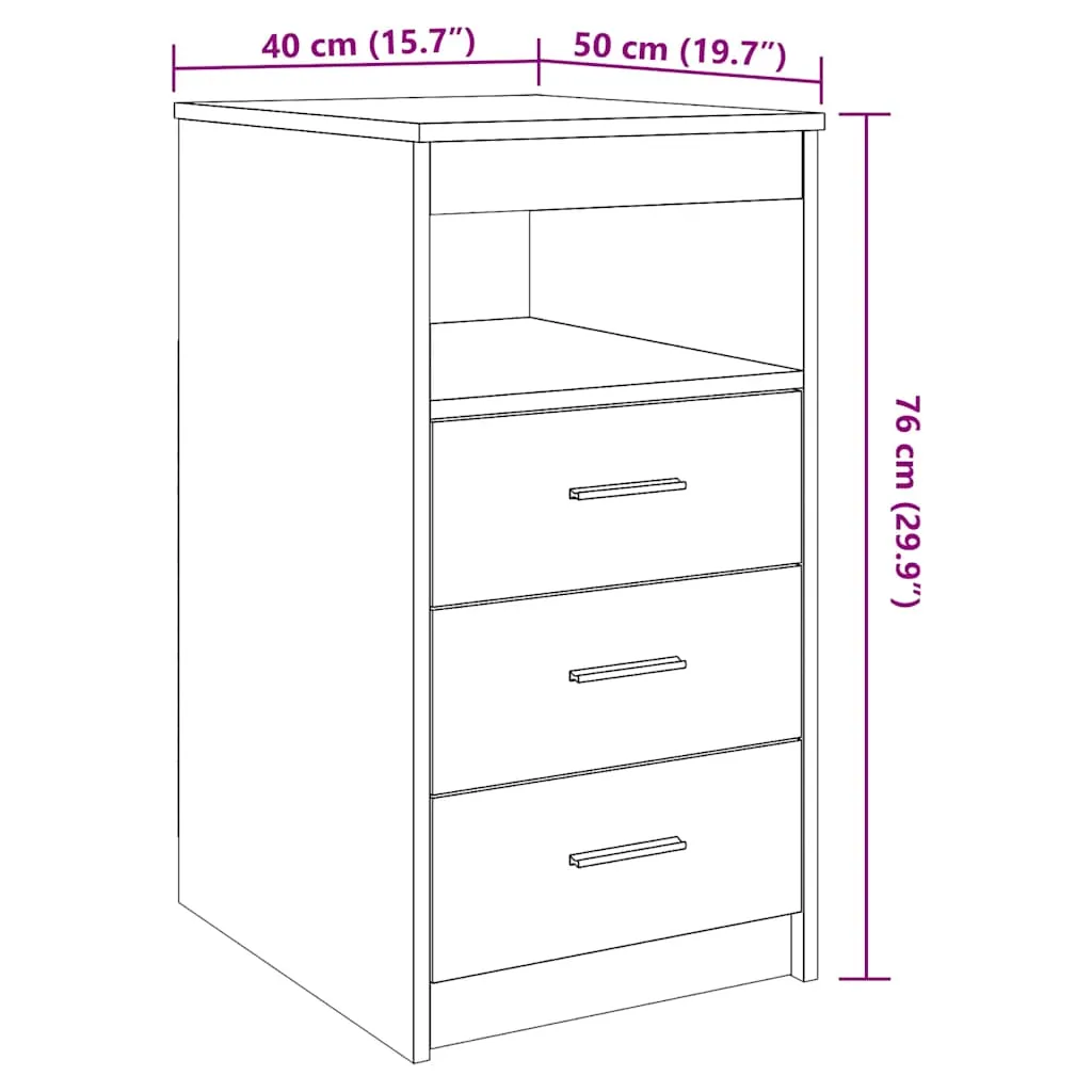 Drawer Cabinet Artisan Oak 40x50x76 cm Engineered Wood