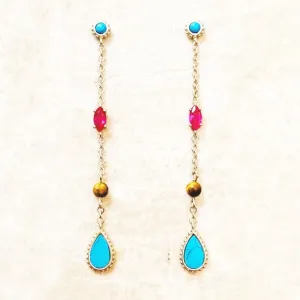 Europe Happiness Turquoise Drop Earrings - 925 Sterling Silver