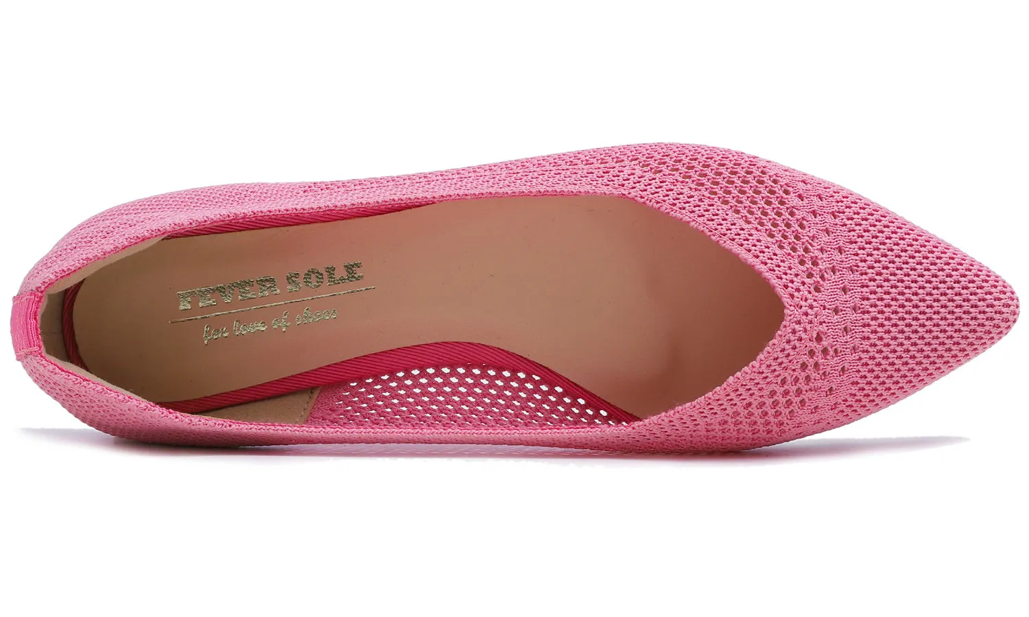 Feversole Women's Woven Fashion Breathable Knit Flat Shoes Pointed Hot Pink