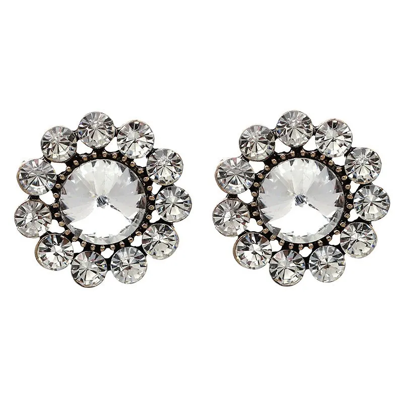 Flower Shape Crystal Party Stud Earring