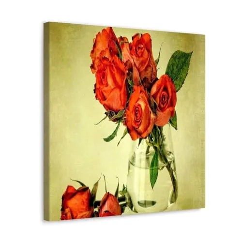 GADGETS WRAP Canvas Gallery Wrap Framed for Home Office Studio Living Room Decoration (10x10inch) - Beautiful Roses