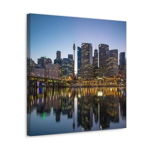 GADGETS WRAP Canvas Gallery Wrap Framed for Home Office Studio Living Room Decoration (10x10inch) - Darling Harbour