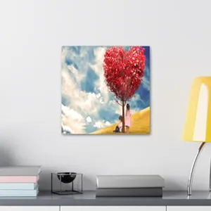 GADGETS WRAP Canvas Gallery Wrap Framed for Home Office Studio Living Room Decoration (10x10inch) - Heart Tree