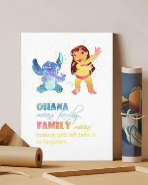 GADGETS WRAP Canvas Gallery Wrap Framed for Home Office Studio Living Room Decoration (11x14inch) - Lilo And Stitch Watercolor Print