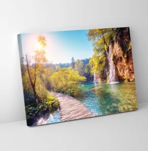 GADGETS WRAP Canvas Gallery Wrap Framed for Home Office Studio Living Room Decoration (11x9inch) - Wooden Bridge Across