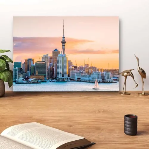 GADGETS WRAP Canvas Gallery Wrap Framed for Home Office Studio Living Room Decoration (14x11inch) - Auckland City