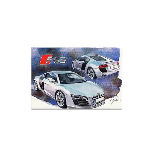 GADGETS WRAP Canvas Gallery Wrap Framed for Home Office Studio Living Room Decoration (14x11inch) - Audi R8