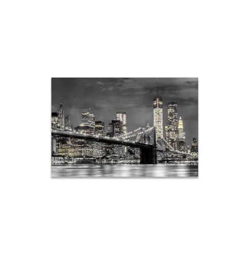 GADGETS WRAP Canvas Gallery Wrap Framed for Home Office Studio Living Room Decoration (14x11inch) - B&W Night City