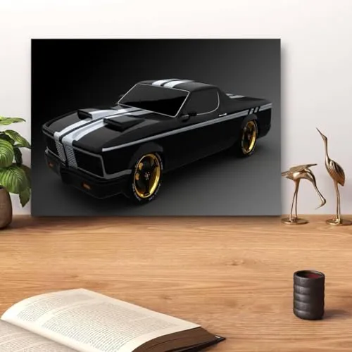 GADGETS WRAP Canvas Gallery Wrap Framed for Home Office Studio Living Room Decoration (14x11inch) - Cool Black Car