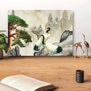 GADGETS WRAP Canvas Gallery Wrap Framed for Home Office Studio Living Room Decoration (14x11inch) - Cranes & Colorful Nature