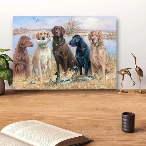 GADGETS WRAP Canvas Gallery Wrap Framed for Home Office Studio Living Room Decoration (14x11inch) - Dogs Duck Painting