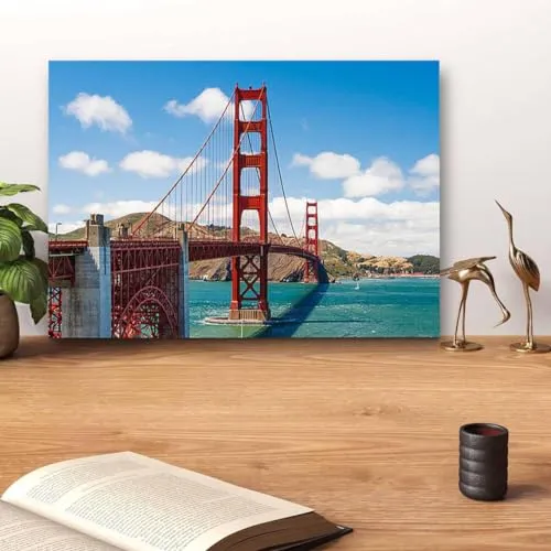 GADGETS WRAP Canvas Gallery Wrap Framed for Home Office Studio Living Room Decoration (14x11inch) - Golden Gate Bridge (5)