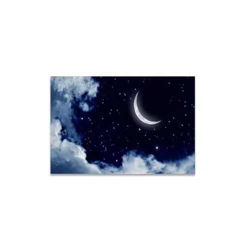 GADGETS WRAP Canvas Gallery Wrap Framed for Home Office Studio Living Room Decoration (14x11inch) - Half Moon In Sky #3