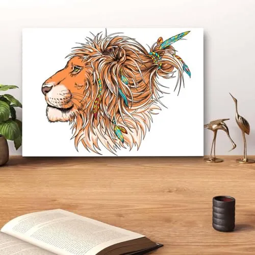 GADGETS WRAP Canvas Gallery Wrap Framed for Home Office Studio Living Room Decoration (14x11inch) - Lion Portrait