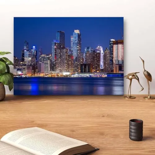 GADGETS WRAP Canvas Gallery Wrap Framed for Home Office Studio Living Room Decoration (14x11inch) - Manhattan, Cityscape