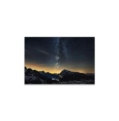 GADGETS WRAP Canvas Gallery Wrap Framed for Home Office Studio Living Room Decoration (14x11inch) - Milky Way Italian Alps Sunset Photograph