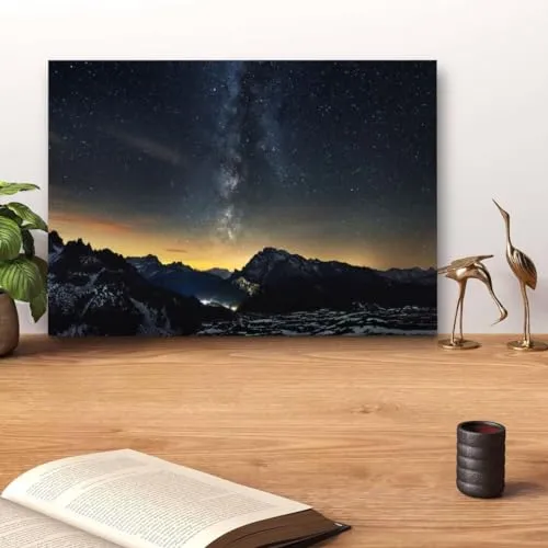 GADGETS WRAP Canvas Gallery Wrap Framed for Home Office Studio Living Room Decoration (14x11inch) - Milky Way Italian Alps Sunset Photograph