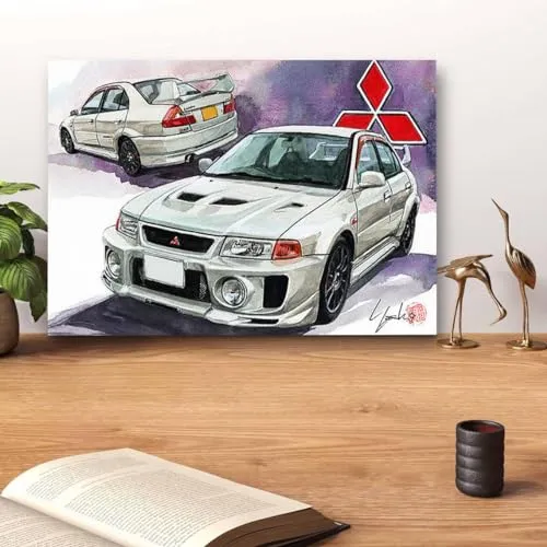 GADGETS WRAP Canvas Gallery Wrap Framed for Home Office Studio Living Room Decoration (14x11inch) - Mitsubishi Lancer Evo V