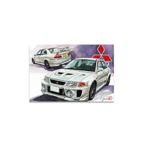 GADGETS WRAP Canvas Gallery Wrap Framed for Home Office Studio Living Room Decoration (14x11inch) - Mitsubishi Lancer Evo V