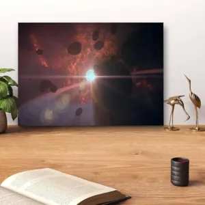 GADGETS WRAP Canvas Gallery Wrap Framed for Home Office Studio Living Room Decoration (14x11inch) - Saturn Asteriod Space