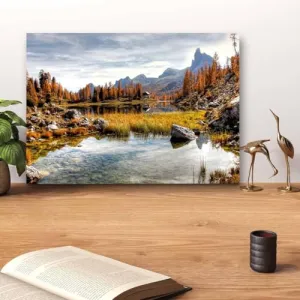 GADGETS WRAP Canvas Gallery Wrap Framed for Home Office Studio Living Room Decoration (14x11inch) - Swamp In Forest Dolomites View