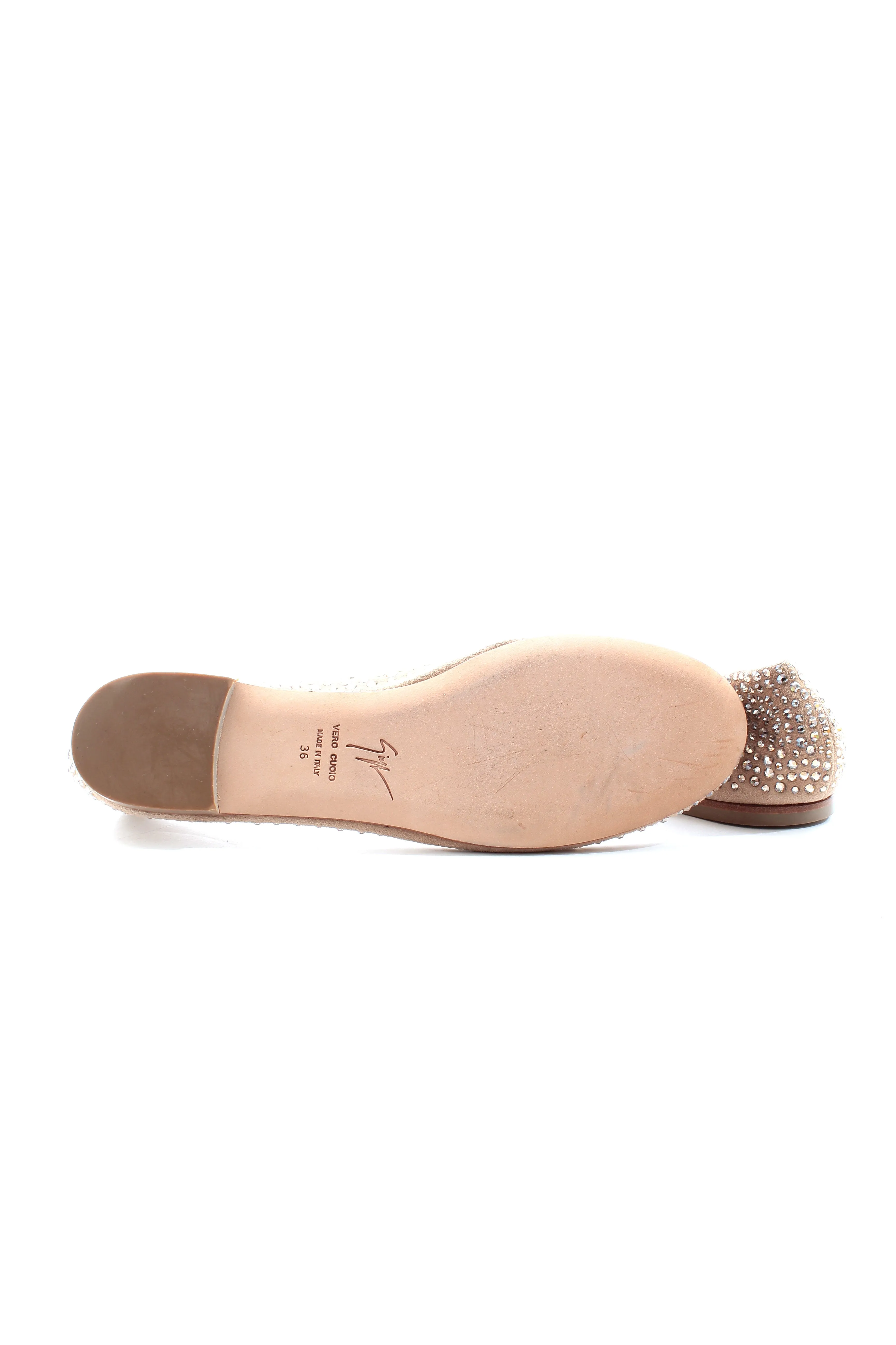 Giuseppe Zanotti Crystal Embellished Suede Ballet Flats