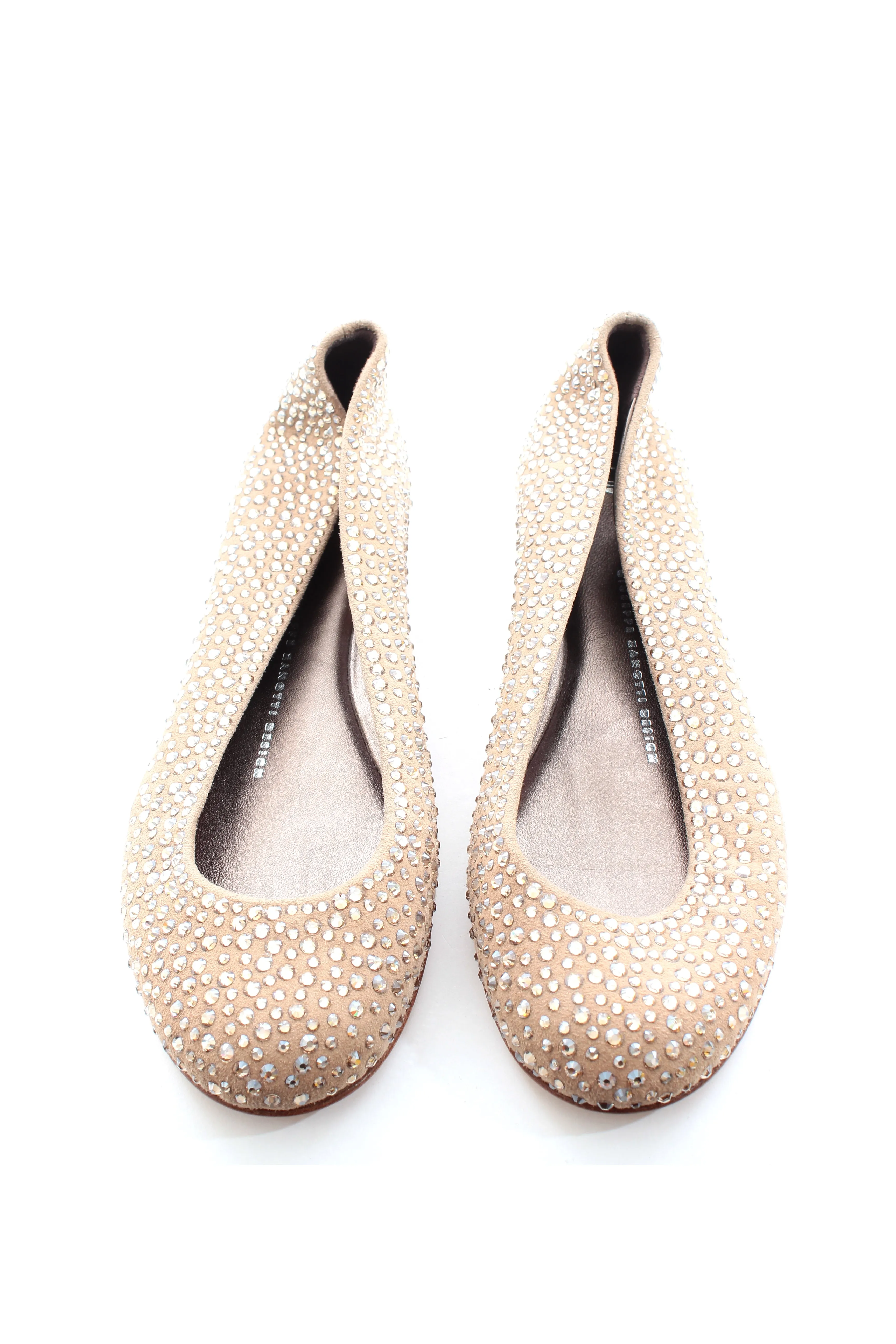 Giuseppe Zanotti Crystal Embellished Suede Ballet Flats