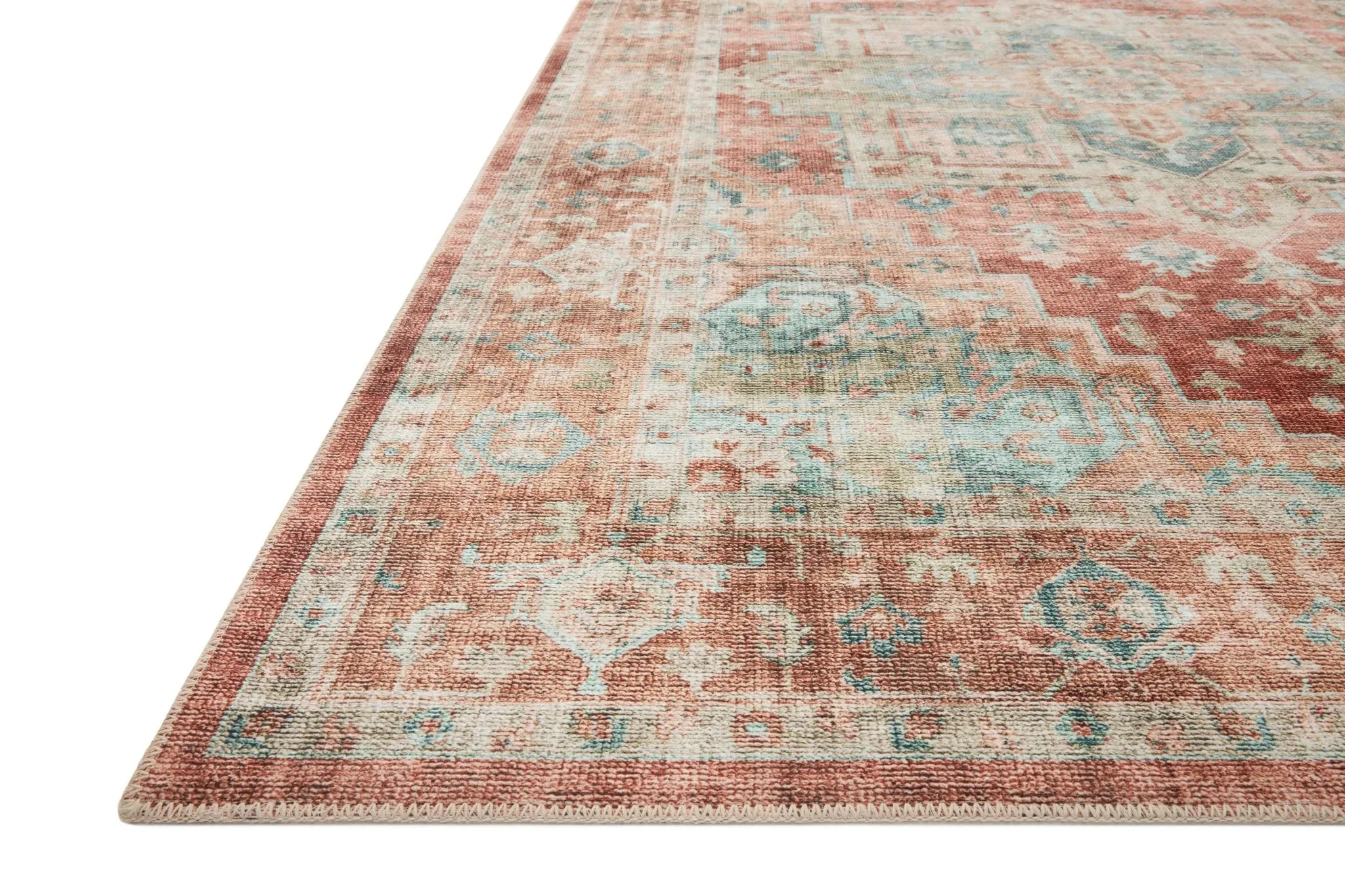 Heidi HEI-01 Terracotta/Aqua Rug