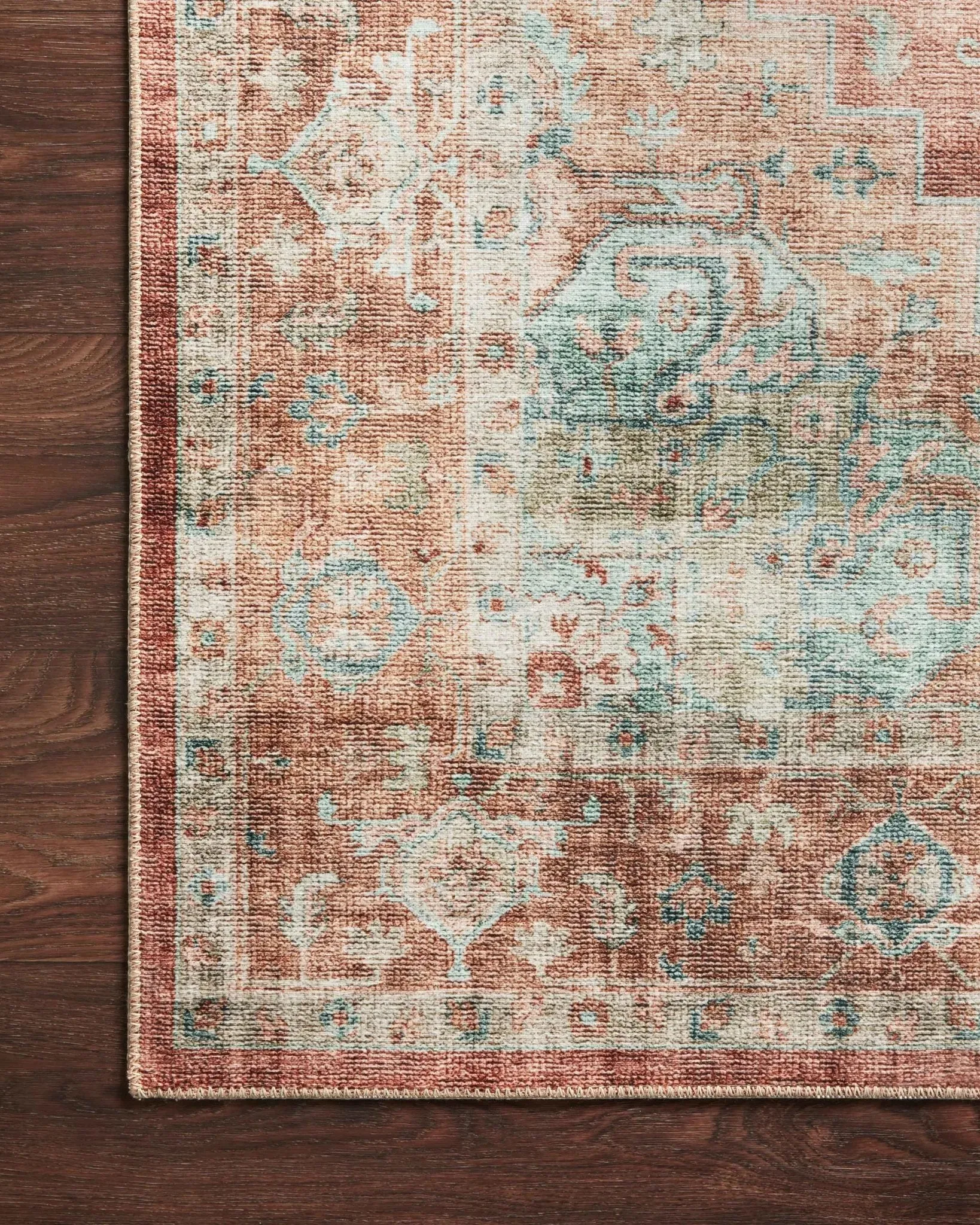 Heidi HEI-01 Terracotta/Aqua Rug