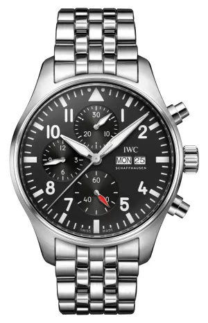 IWC Pilot's Automatic Chronograph Stainless Steel Black Dial Day/Date Mens Watch IW378002