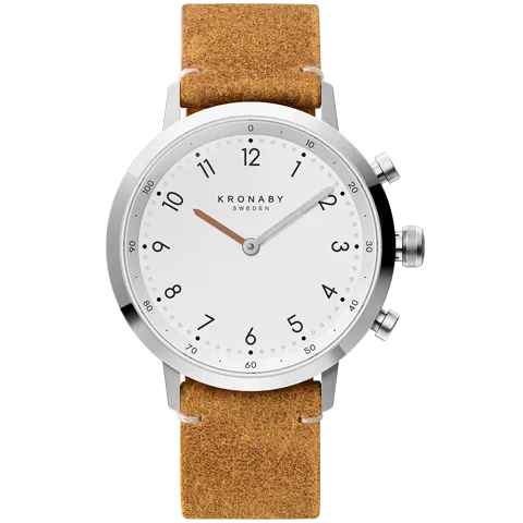 Kronaby Nord 41mm Hybrid Smartwatch - White, Brown Leather