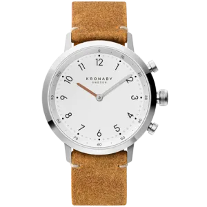 Kronaby Nord 41mm Hybrid Smartwatch - White, Brown Leather