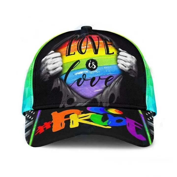 LGBT Pride Love Is Love Classic Cap, Gay Pride Baseball 3D Printed Cap, Pride Accessories