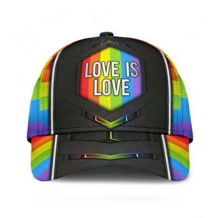 LGBT Pride Love Is Love Classic Cap, Gay Pride Baseball 3D Printed Cap, Pride Accessories